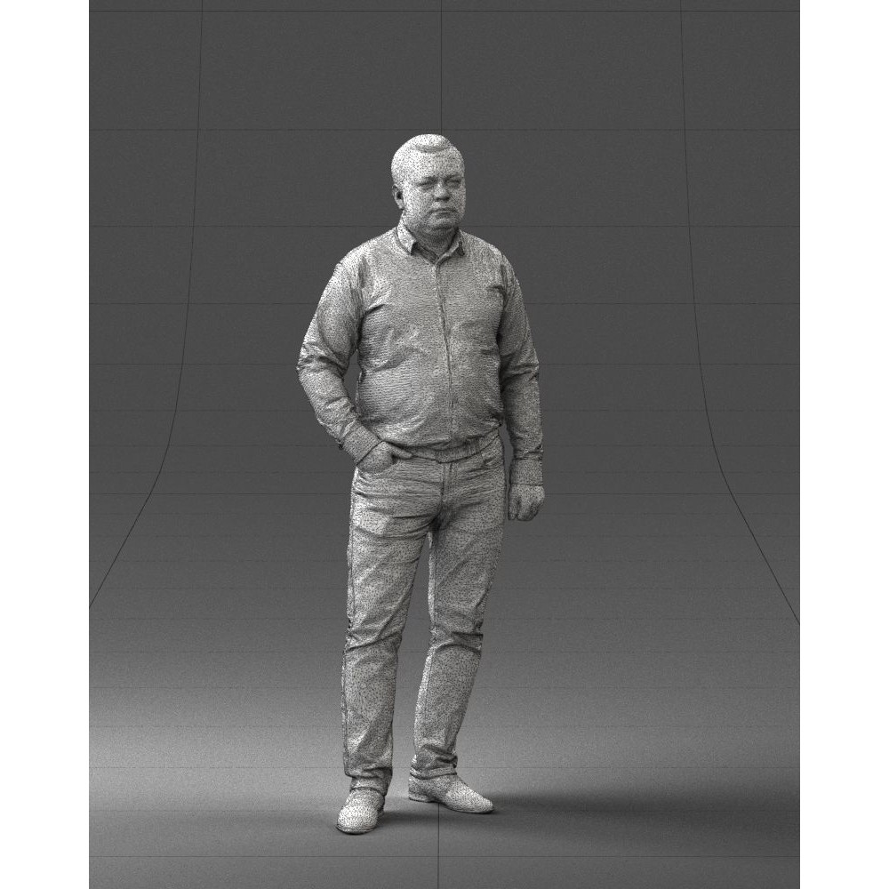 Casual Man 3D Model – Low Poly Character in Checkered Shirt, FBX - View 7