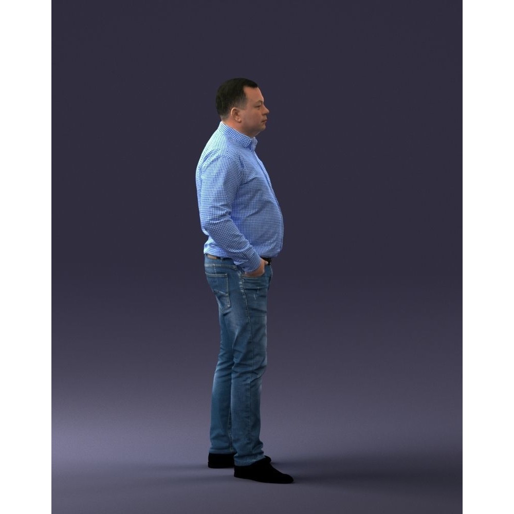 Casual Man 3D Model – Low Poly Character in Checkered Shirt, FBX - View 8