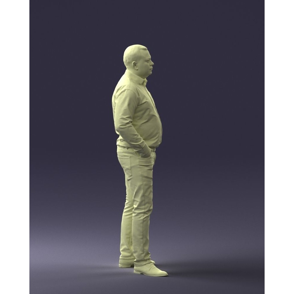 Casual Man 3D Model – Low Poly Character in Checkered Shirt, FBX - View 9