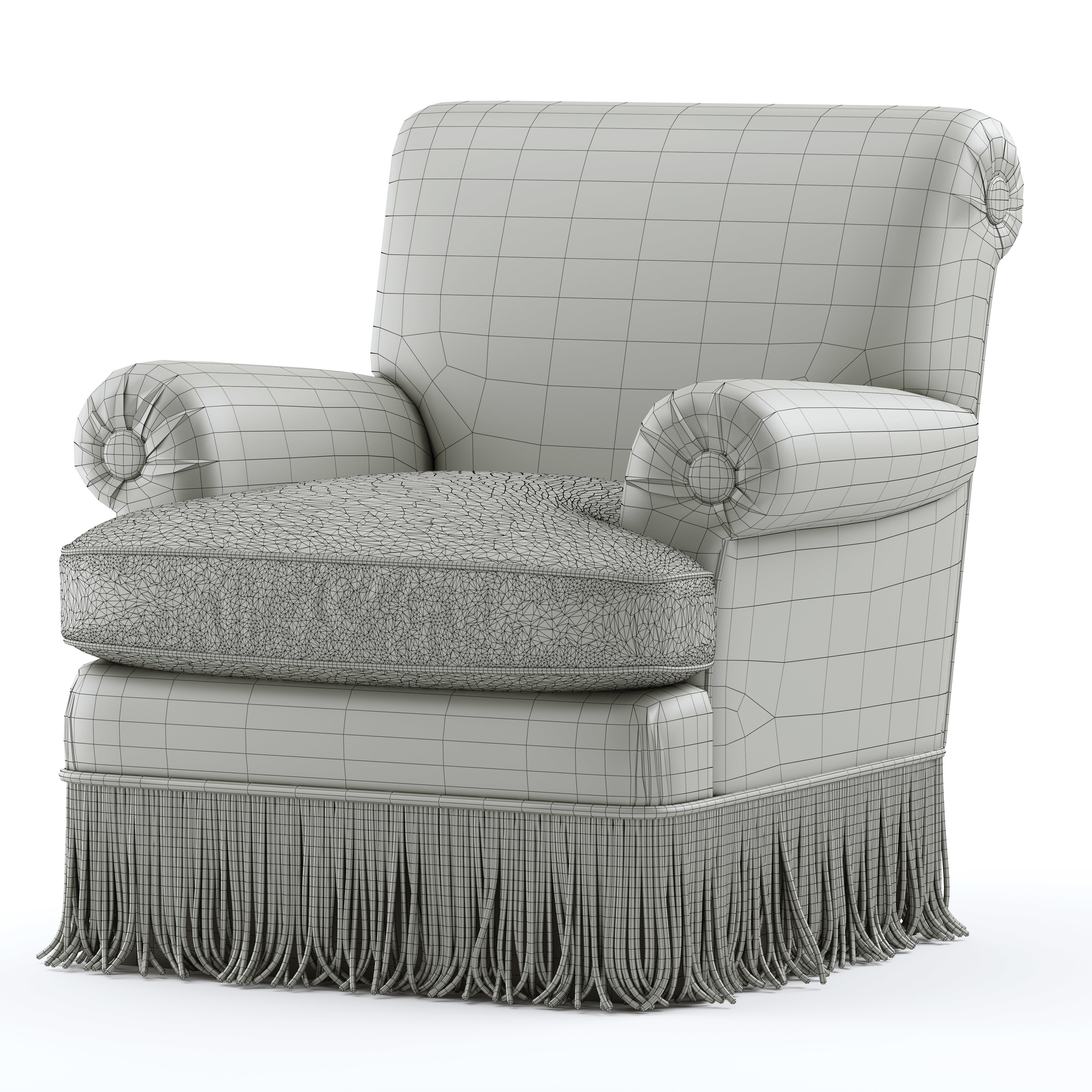 Classic Armchair with Rope Fringe - Game-Ready 3D Model