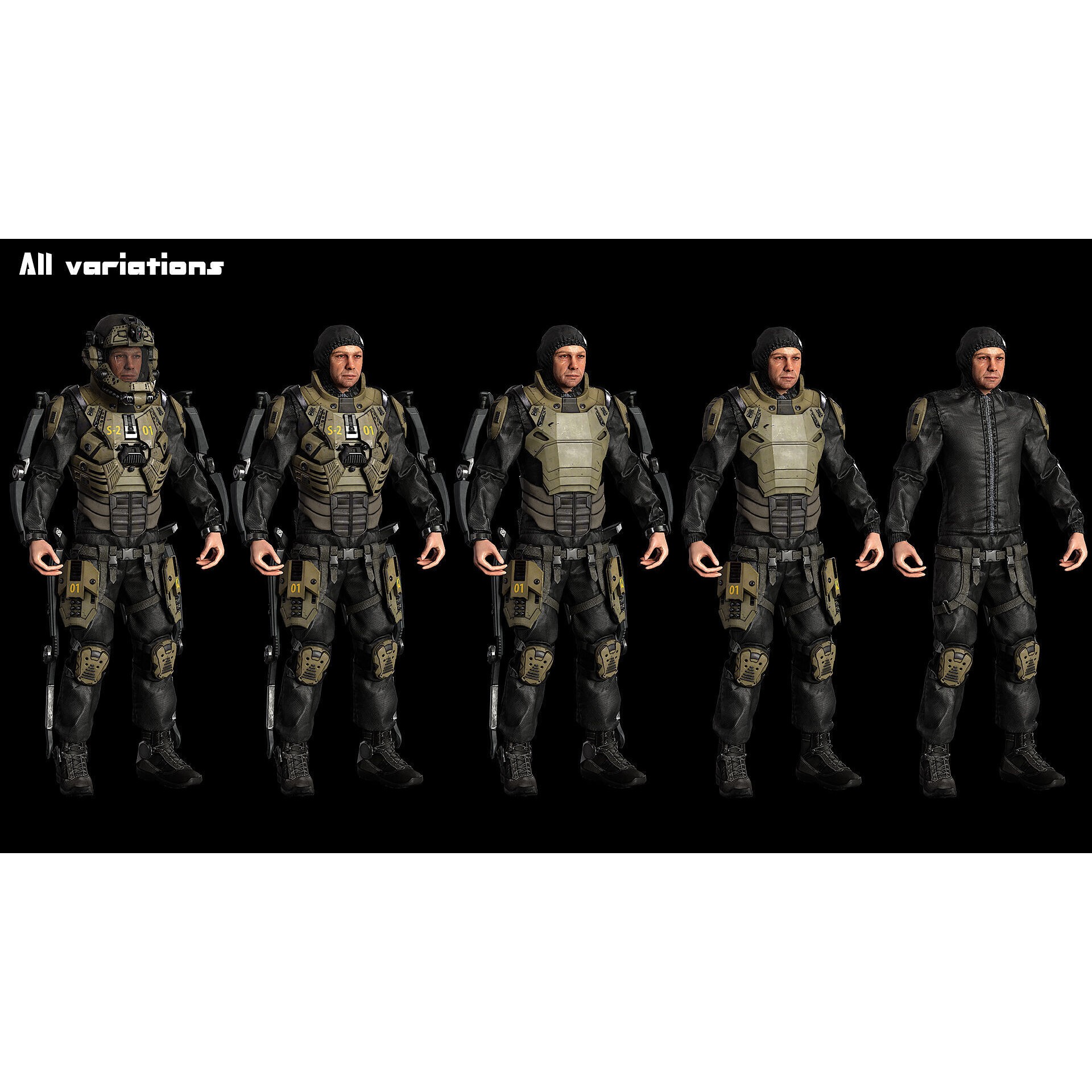 Modular Sci-Fi Soldier Vol 2 - Low-Poly Game-Ready 3D Model - View 10