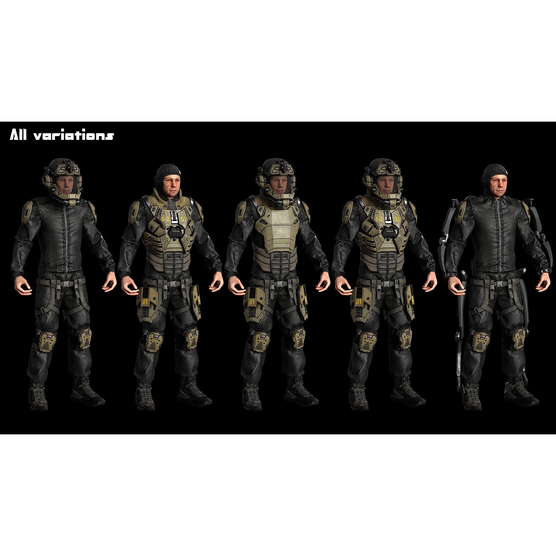 Modular Sci-Fi Soldier Vol 2 - Low-Poly Game-Ready 3D Model - View 11