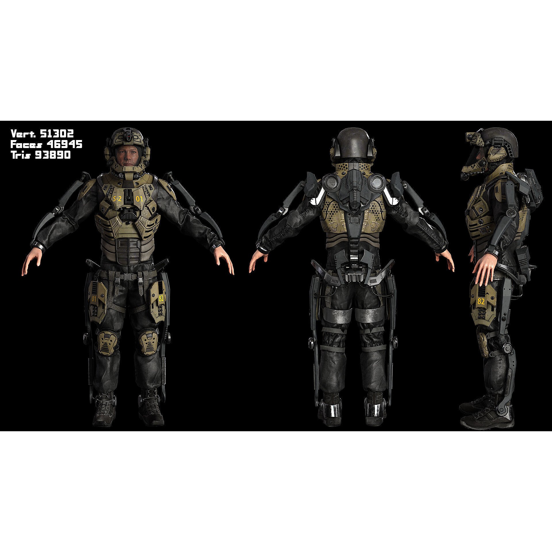 Modular Sci-Fi Soldier Vol 2 - Low-Poly Game-Ready 3D Model - View 12