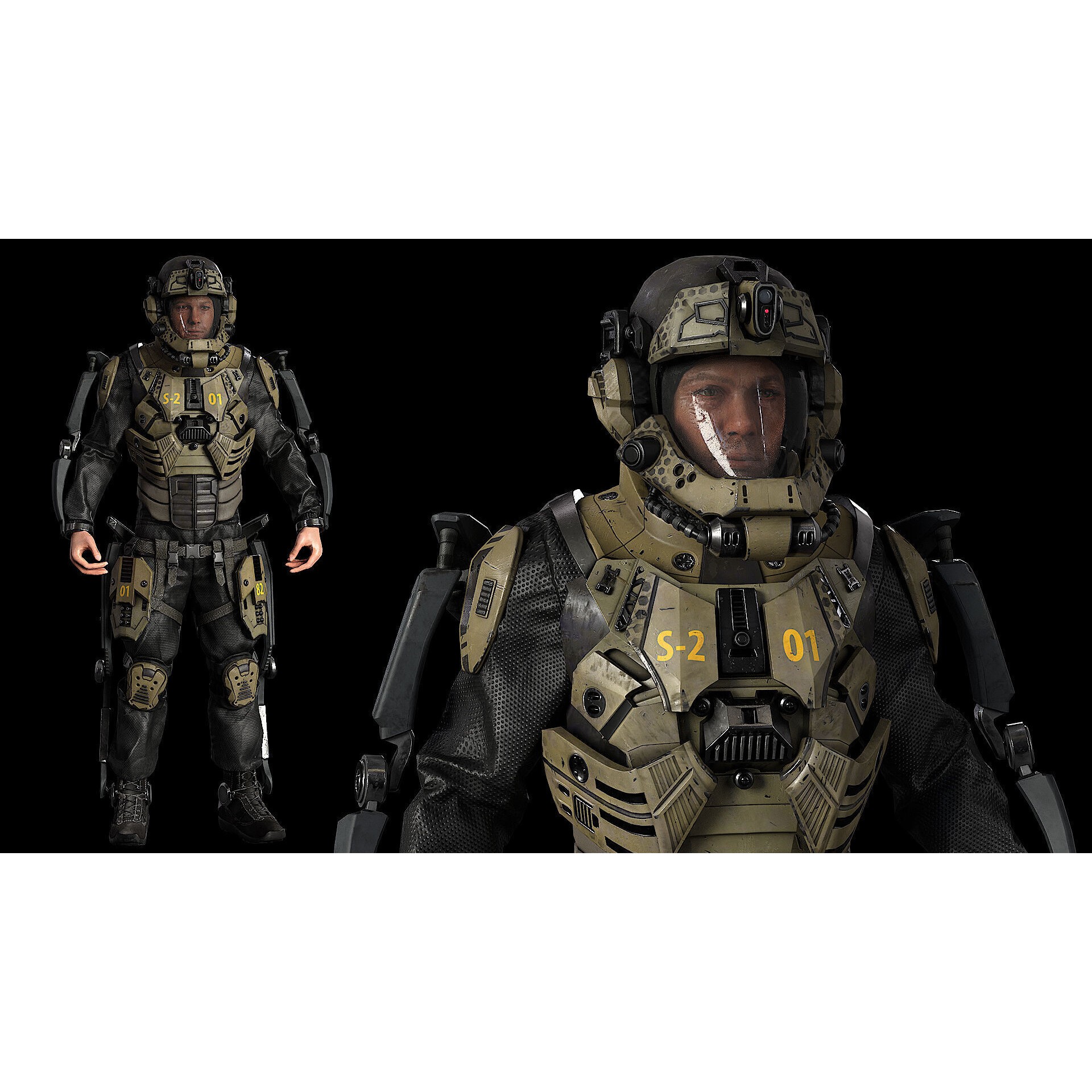 Modular Sci-Fi Soldier Vol 2 - Low-Poly Game-Ready 3D Model - View 14