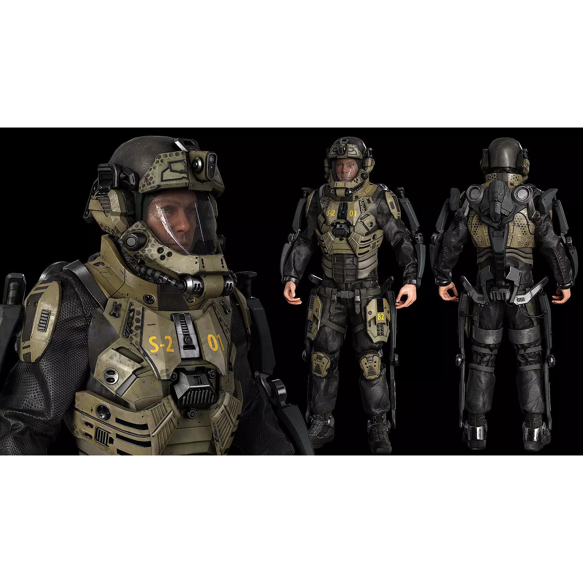 Modular Sci-Fi Soldier Vol 2 - Low-Poly Game-Ready 3D Model - View 2