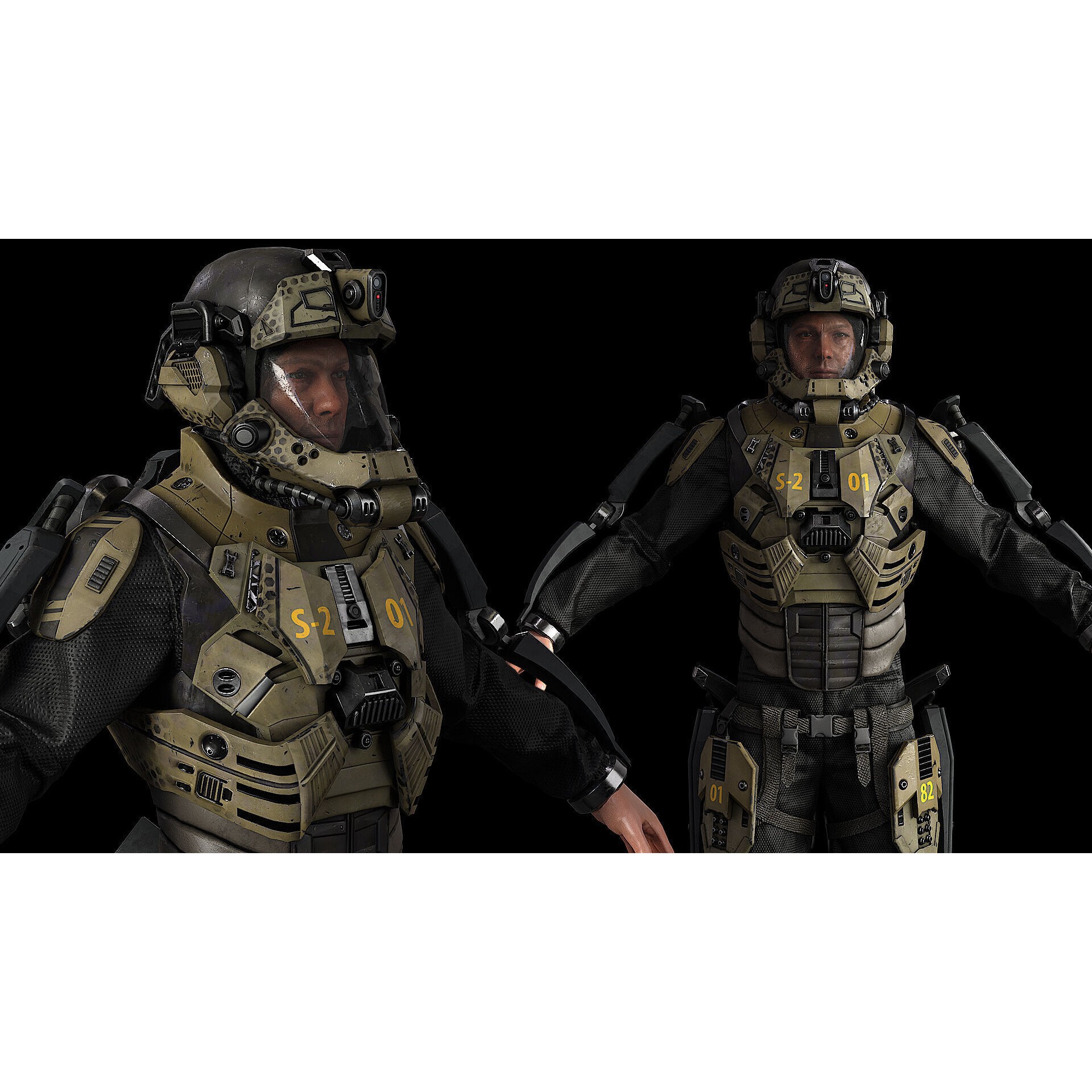 Modular Sci-Fi Soldier Vol 2 - Low-Poly Game-Ready 3D Model - View 6