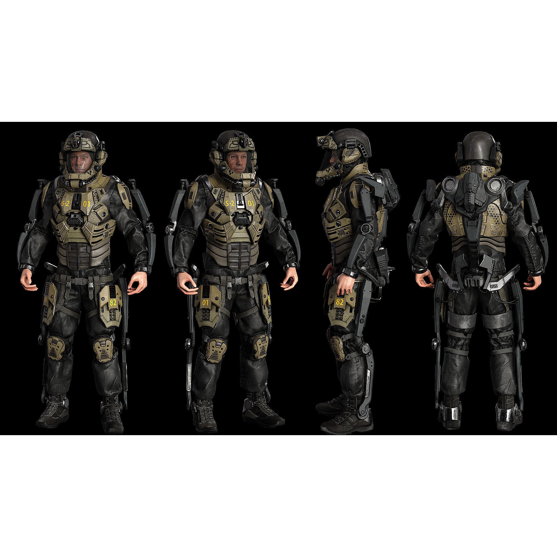 Modular Sci-Fi Soldier Vol 2 - Low-Poly Game-Ready 3D Model - View 7