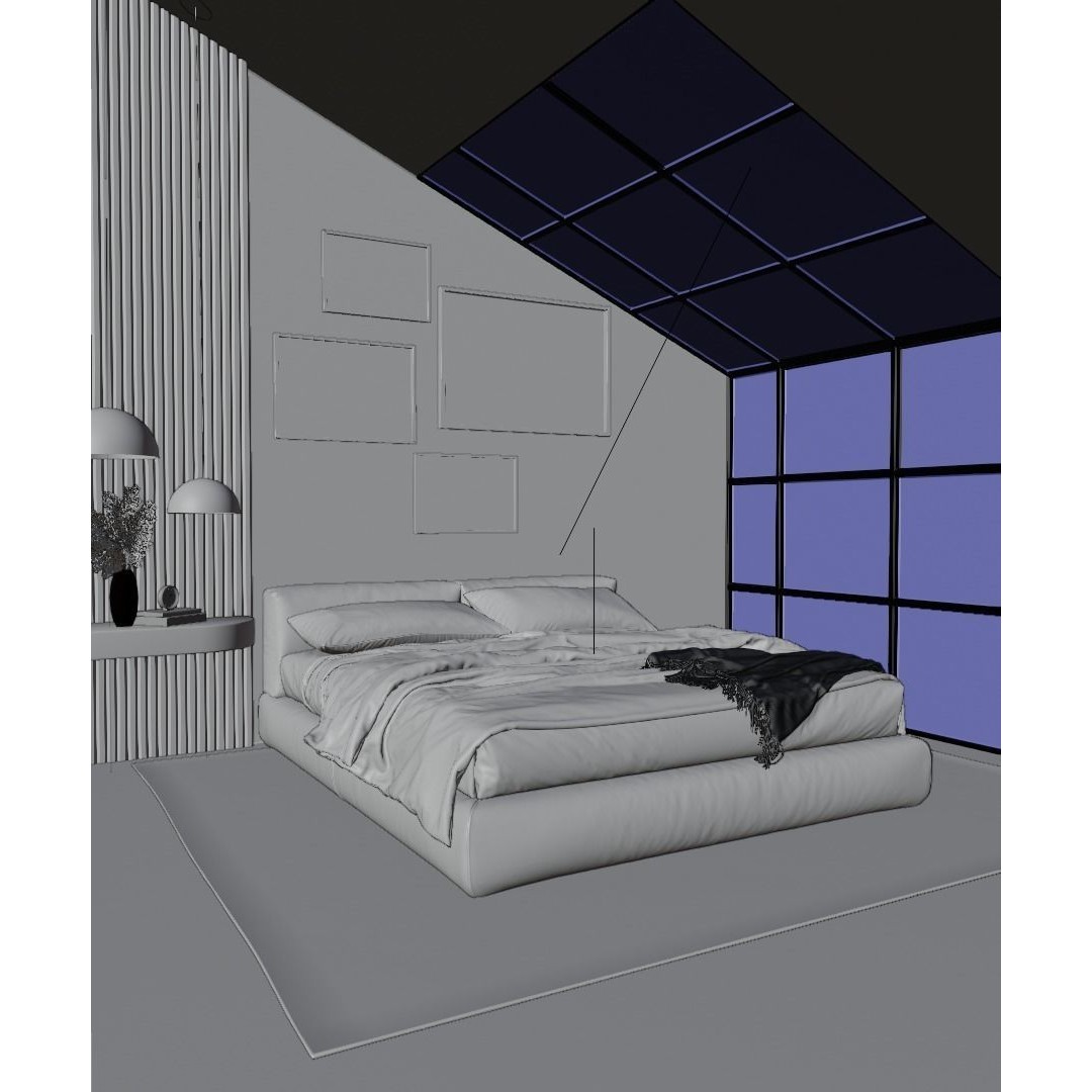 Loft Interior Scene 3D Model – High Poly Blender File, PBR Textures