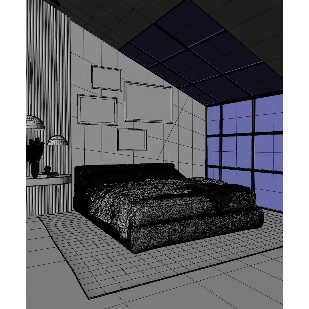 Loft Interior Scene 3D Model – High Poly Blender File, PBR Textures - View 10