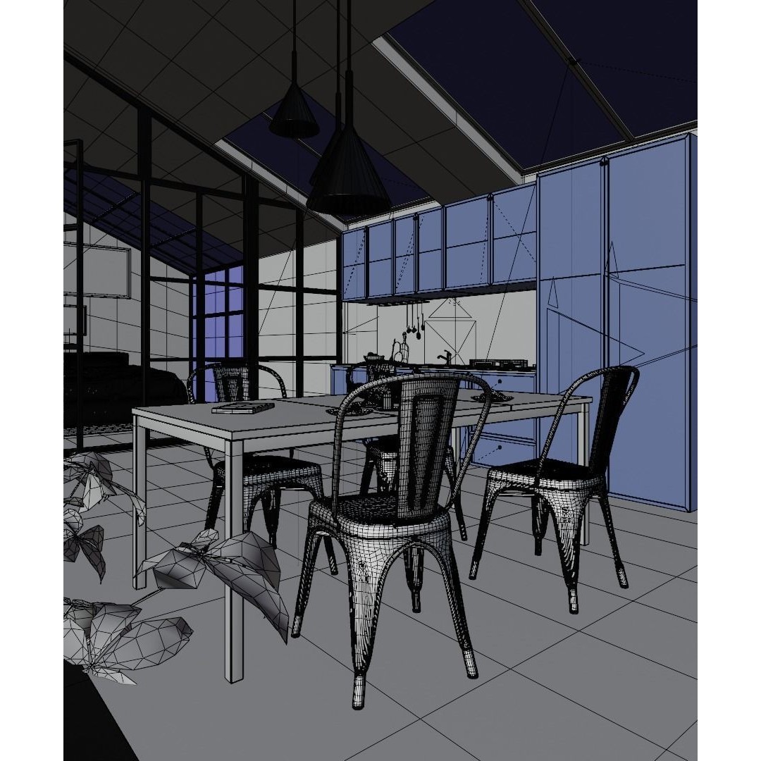 Loft Interior Scene 3D Model – High Poly Blender File, PBR Textures - View 8