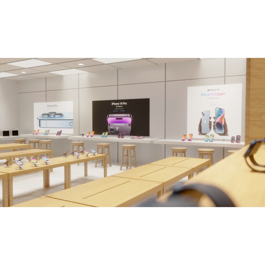 Apple Store 3D Model – Low Poly Retail Environment, FBX, Blender