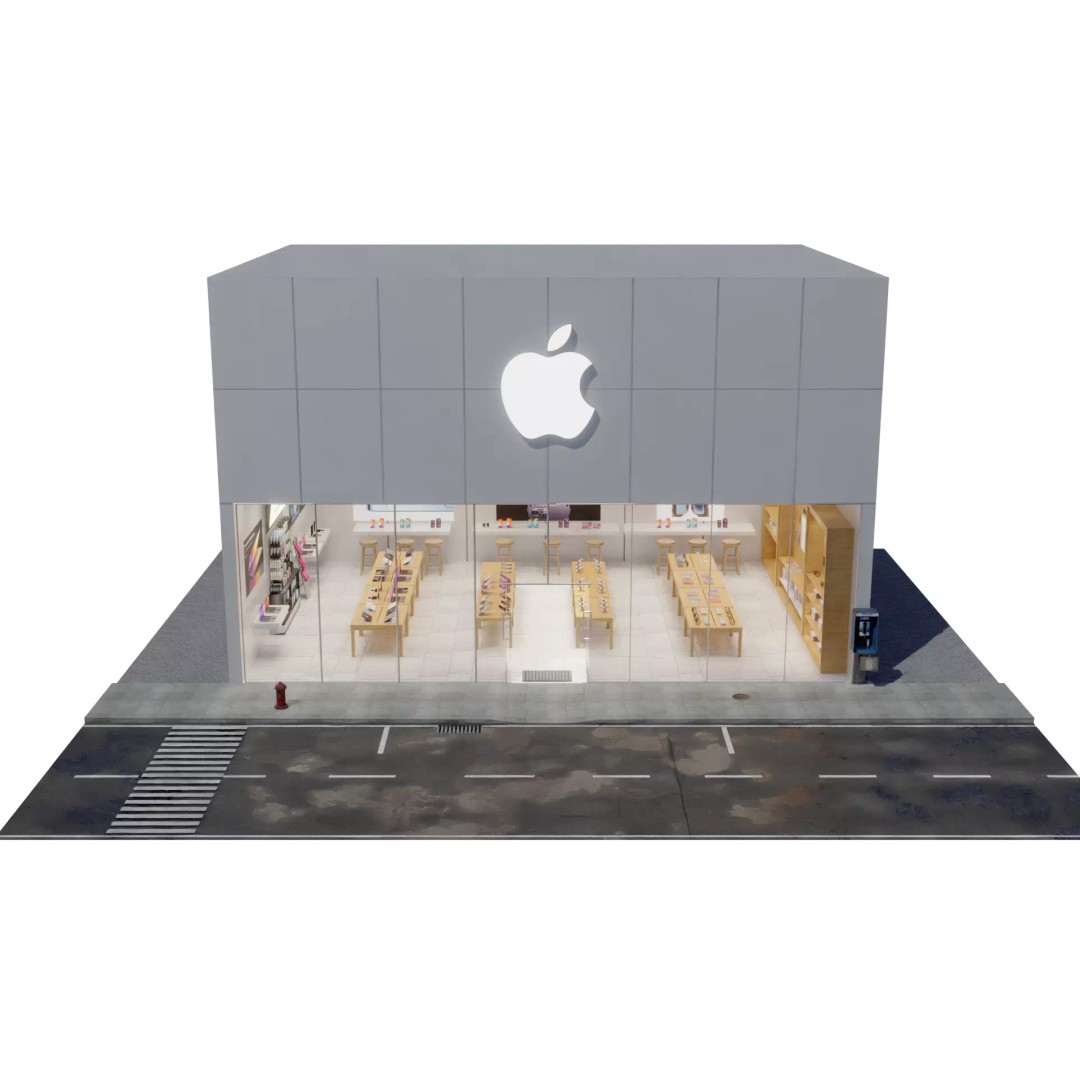 Apple Store 3D Model – Low Poly Retail Environment, FBX, Blender - View 2