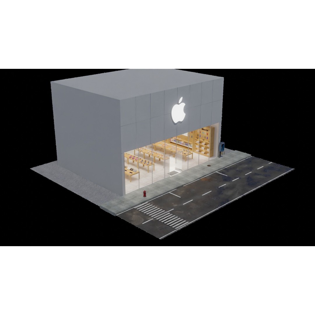 Apple Store 3D Model – Low Poly Retail Environment, FBX, Blender - View 3