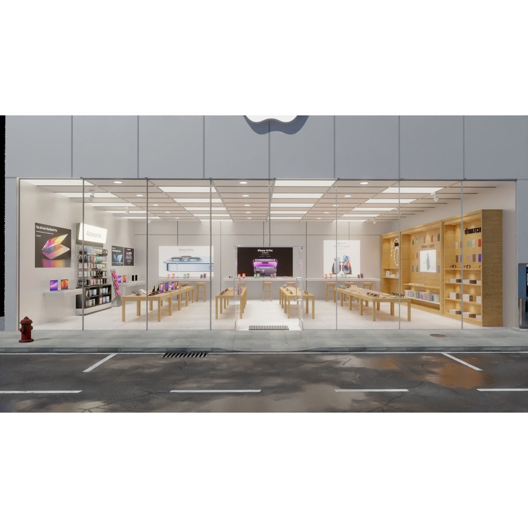 Apple Store 3D Model – Low Poly Retail Environment, FBX, Blender - View 4