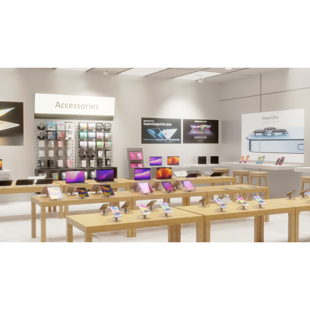 Apple Store 3D Model – Low Poly Retail Environment, FBX, Blender - View 5