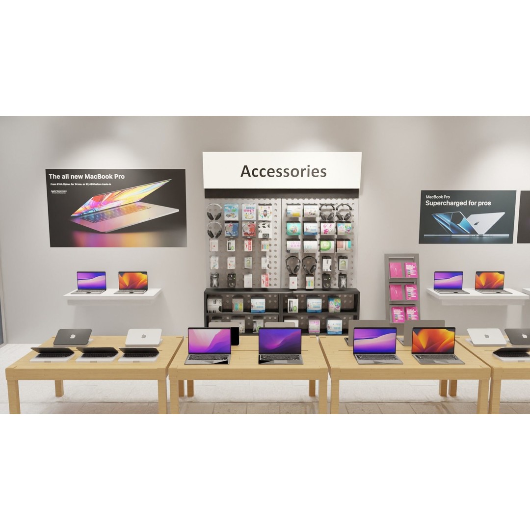Apple Store 3D Model – Low Poly Retail Environment, FBX, Blender - View 6
