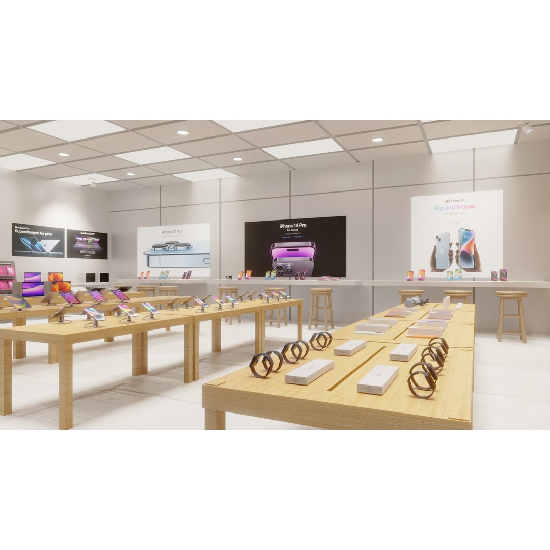 Apple Store 3D Model – Low Poly Retail Environment, FBX, Blender - View 7