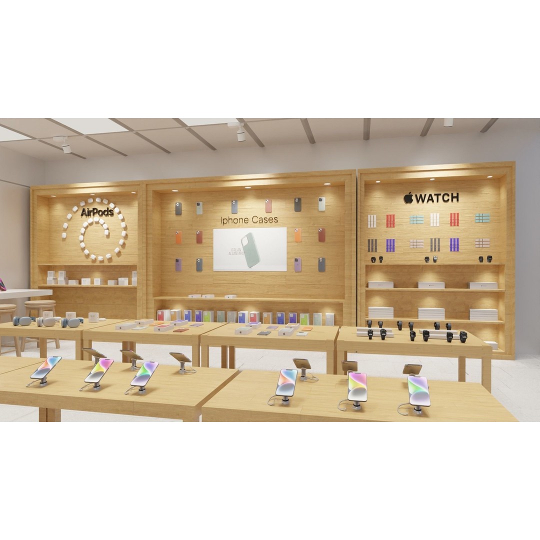 Apple Store 3D Model – Low Poly Retail Environment, FBX, Blender - View 8