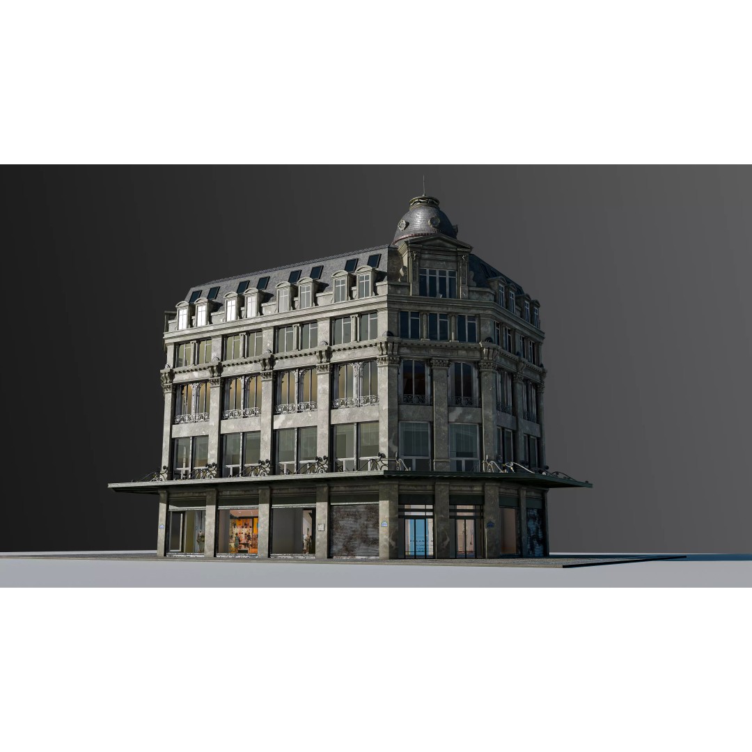 Modular European Department Store 3D Model – Detailed Architecture, Blender, PBR - View 2