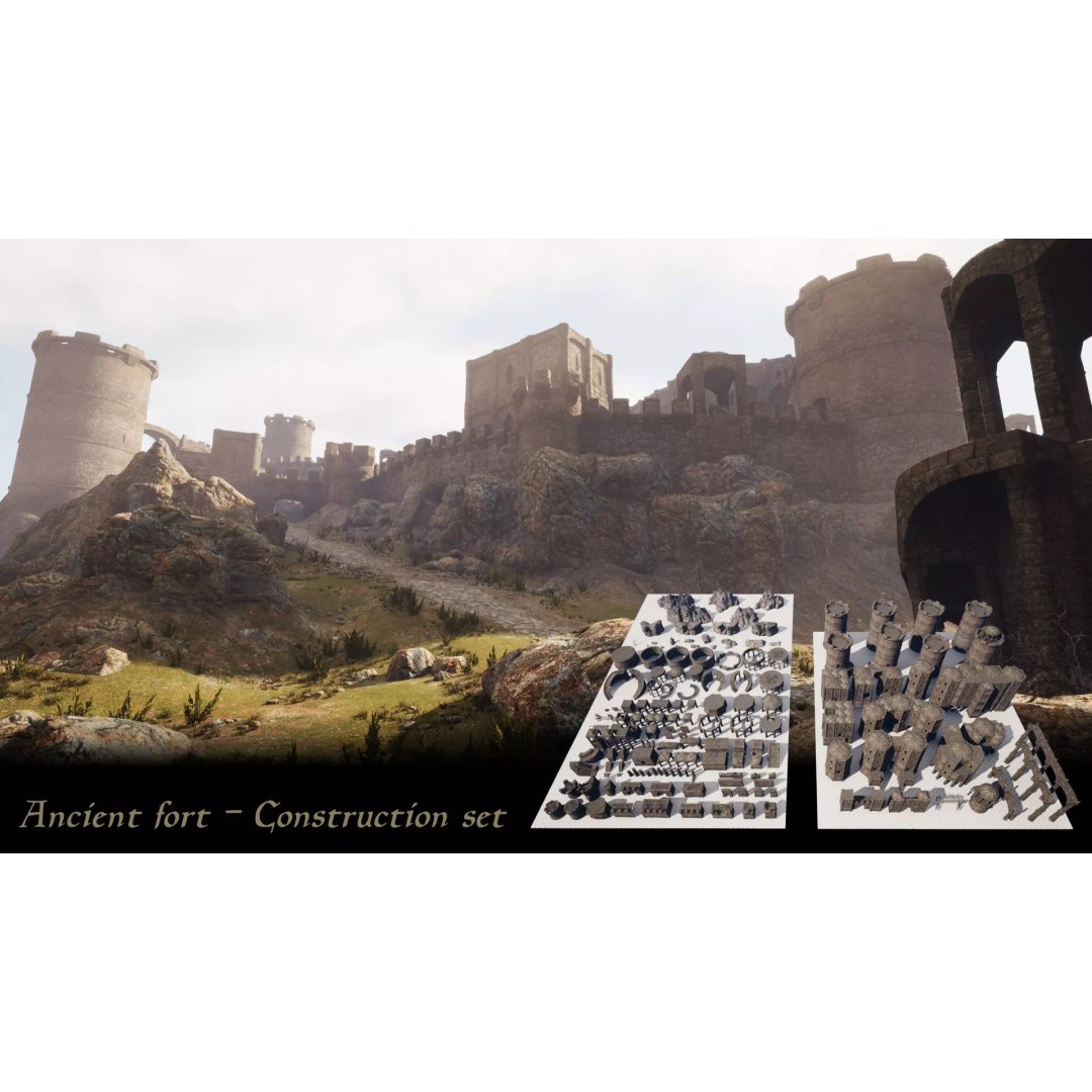 Ancient Fort 3D Model – Game Ready Low-Poly Asset, FBX & Blender - View 2