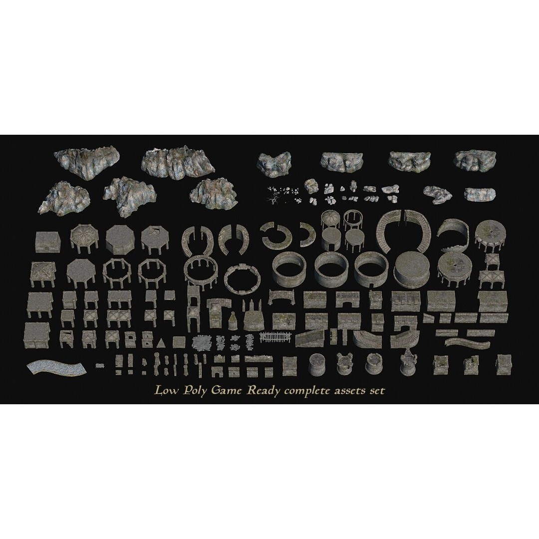 Ancient Fort 3D Model – Game Ready Low-Poly Asset, FBX & Blender - View 3