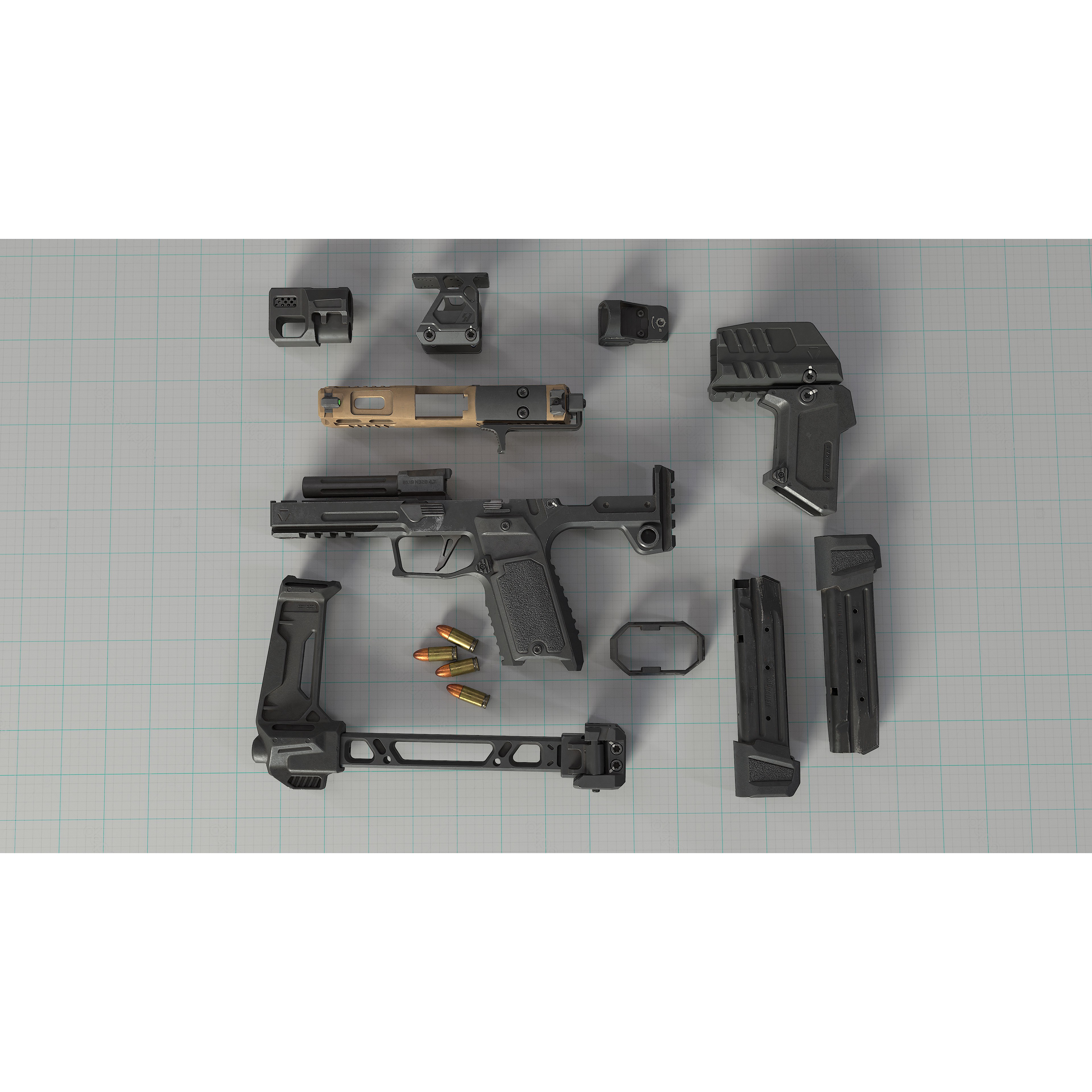 SIG Sauer P320 - Low-Poly Game-Ready 3D Model - View 8