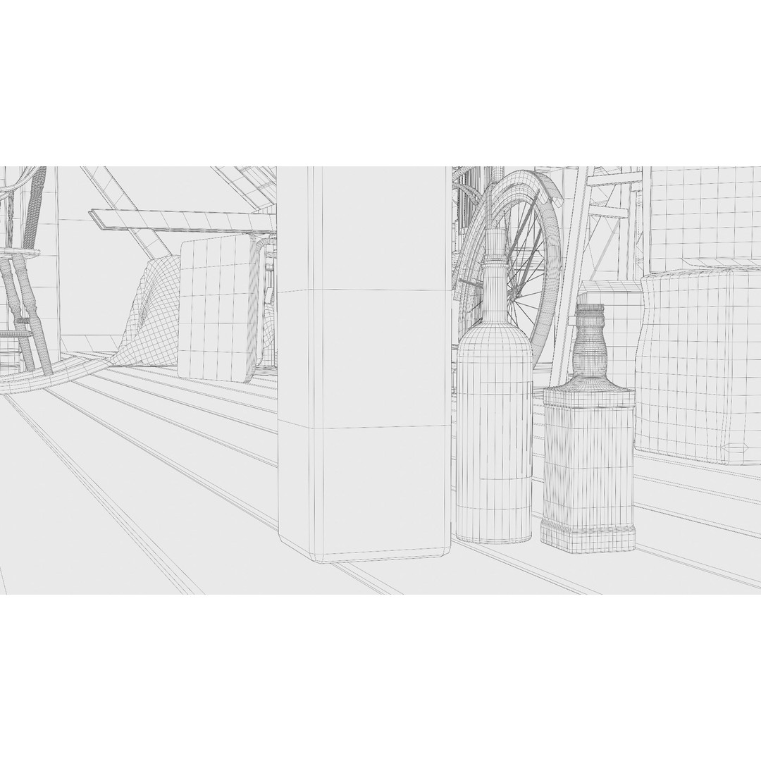 Old Attic 3D Model – Low Poly Interior Scene, FBX, Blender, Game Ready
