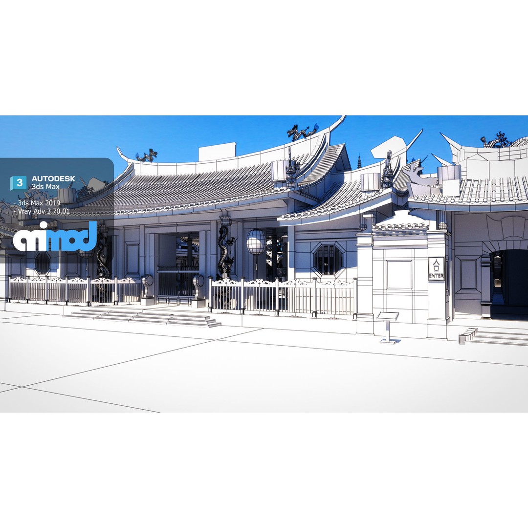 Lungshan Temple 3D Model – Detailed Architectural Asset, FBX, PBR