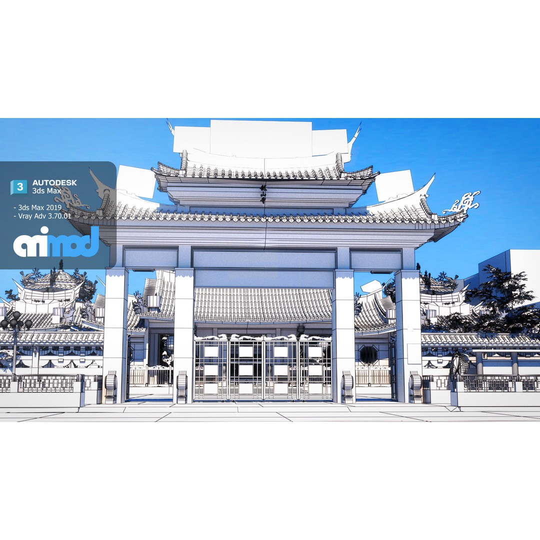 Lungshan Temple 3D Model – Detailed Architectural Asset, FBX, PBR - View 10