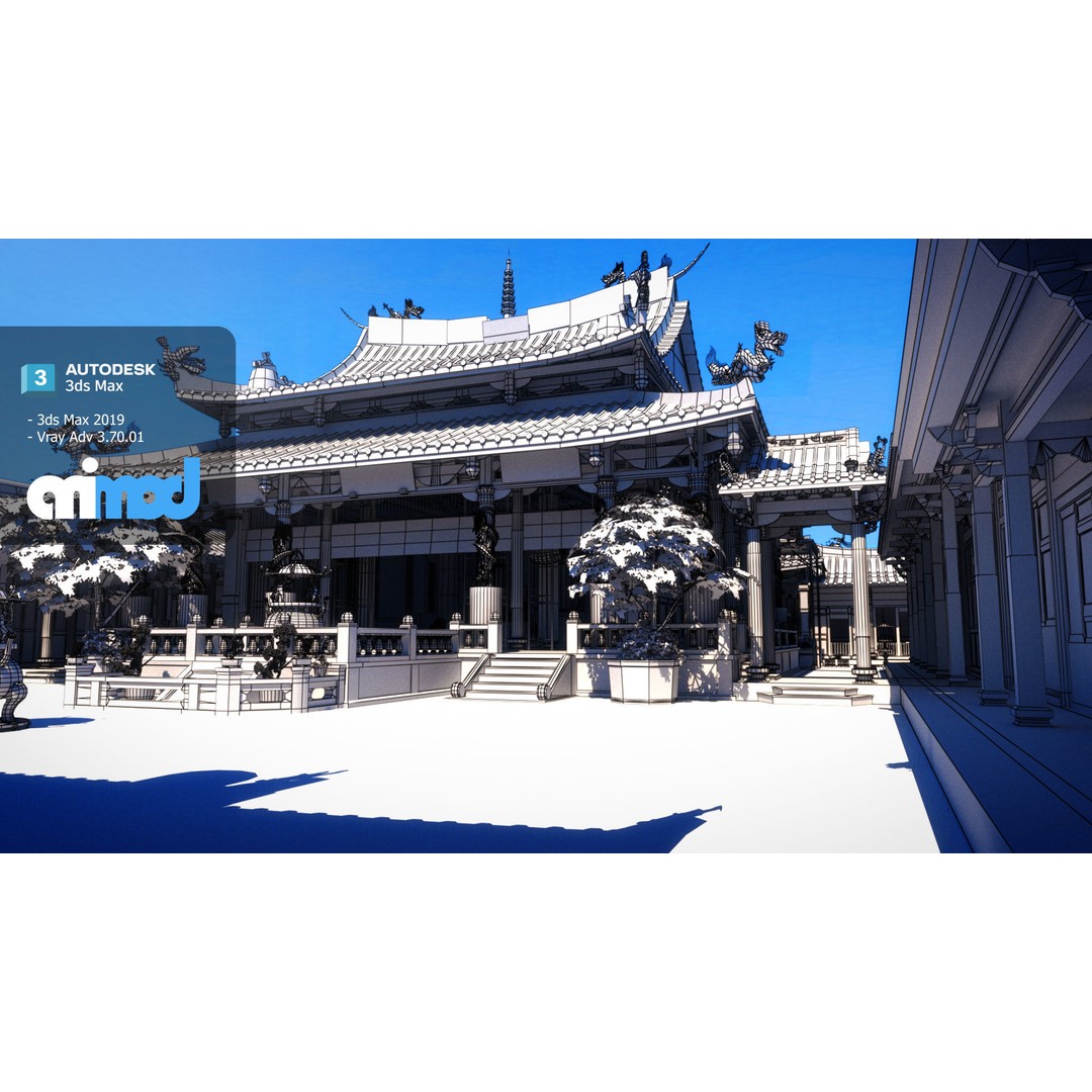 Lungshan Temple 3D Model – Detailed Architectural Asset, FBX, PBR - View 11