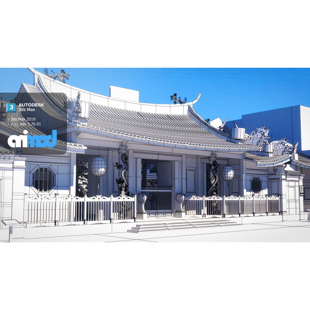 Lungshan Temple 3D Model – Detailed Architectural Asset, FBX, PBR - View 12