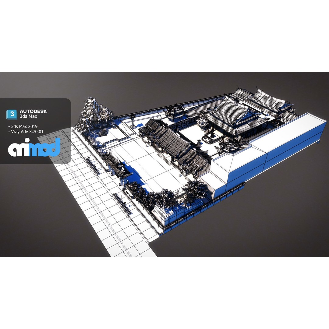 Lungshan Temple 3D Model – Detailed Architectural Asset, FBX, PBR - View 13