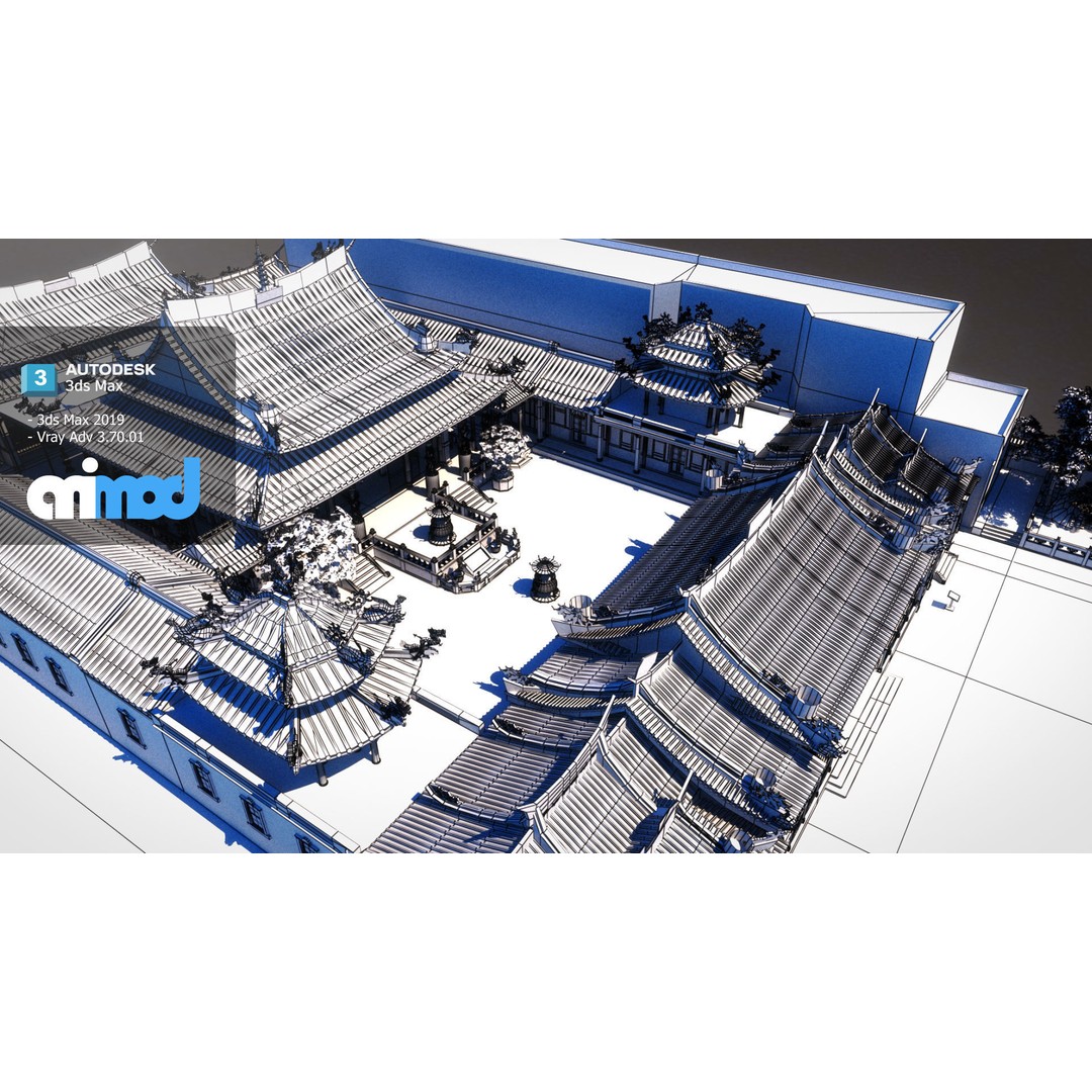 Lungshan Temple 3D Model – Detailed Architectural Asset, FBX, PBR - View 14