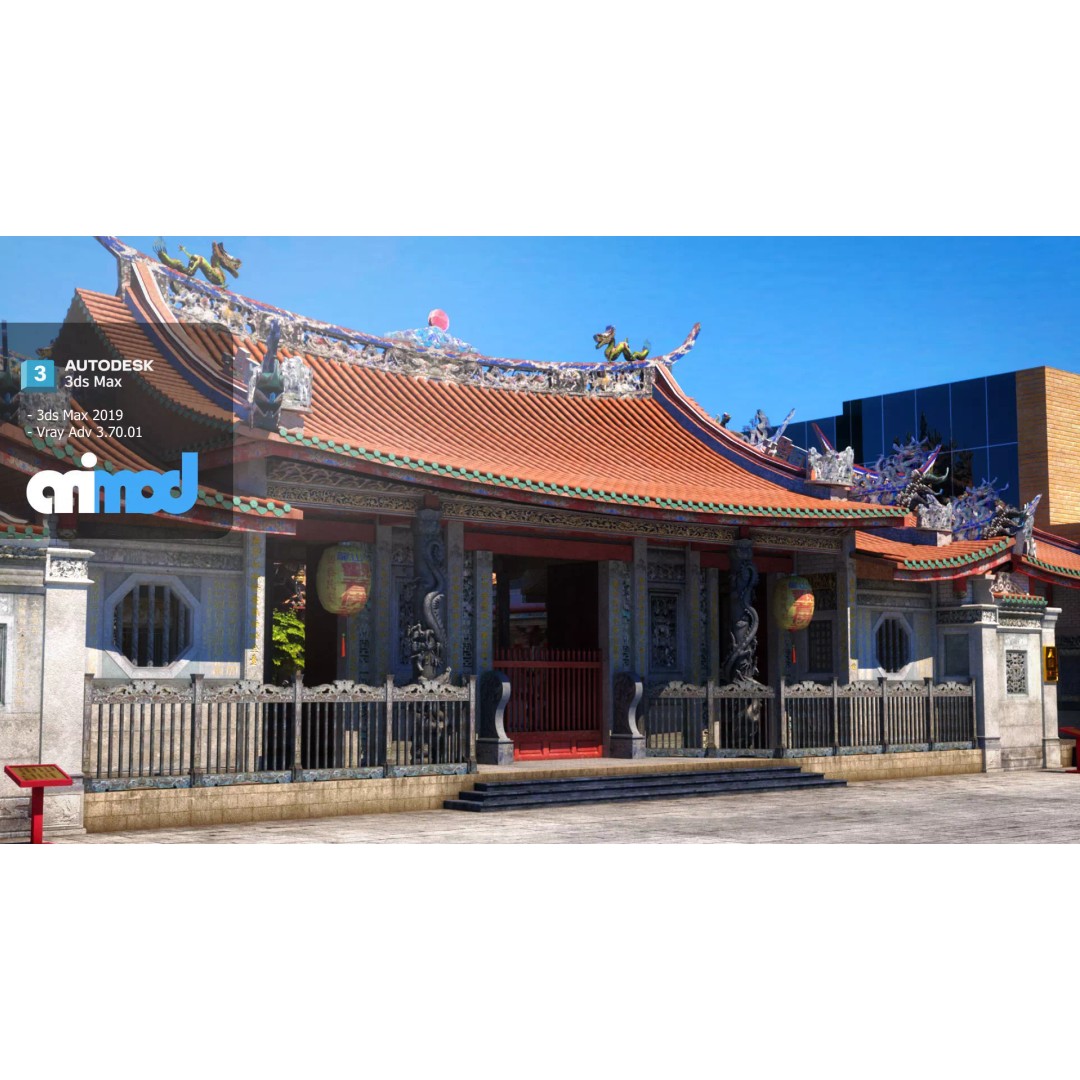 Lungshan Temple 3D Model – Detailed Architectural Asset, FBX, PBR - View 2