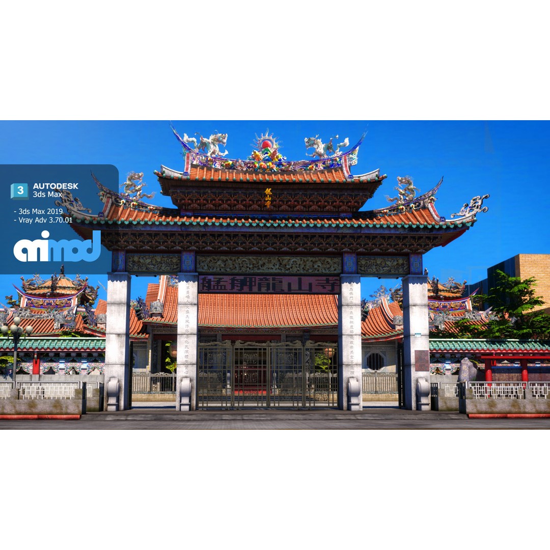Lungshan Temple 3D Model – Detailed Architectural Asset, FBX, PBR - View 3