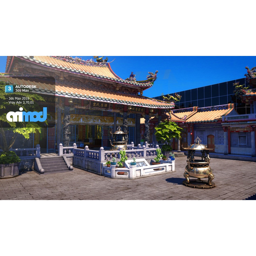 Lungshan Temple 3D Model – Detailed Architectural Asset, FBX, PBR - View 5