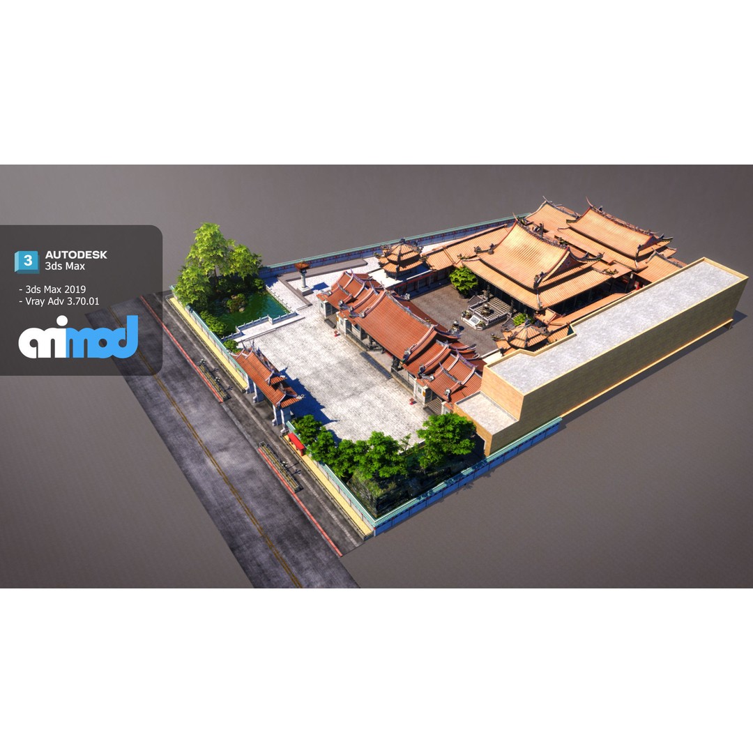 Lungshan Temple 3D Model – Detailed Architectural Asset, FBX, PBR - View 6