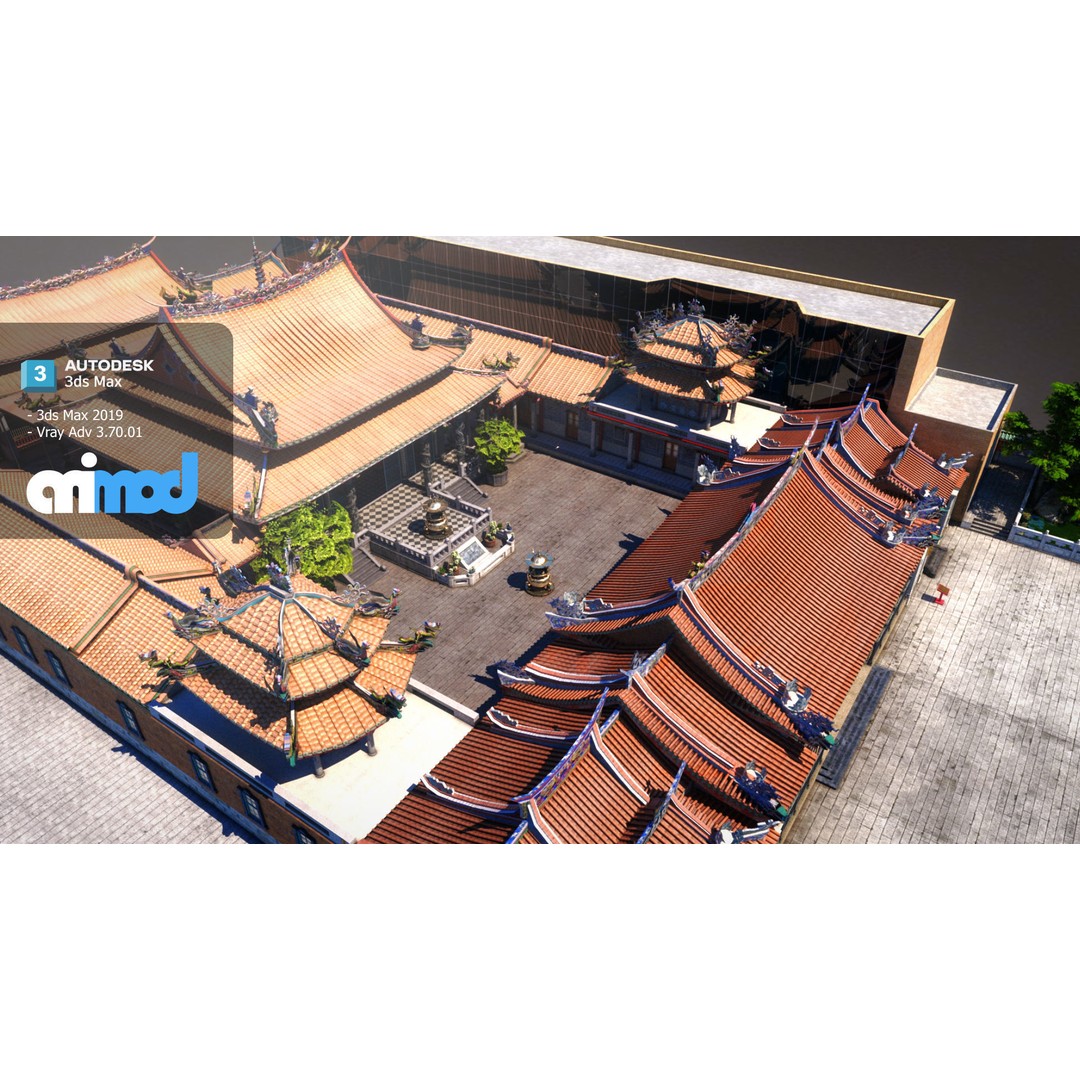 Lungshan Temple 3D Model – Detailed Architectural Asset, FBX, PBR - View 7