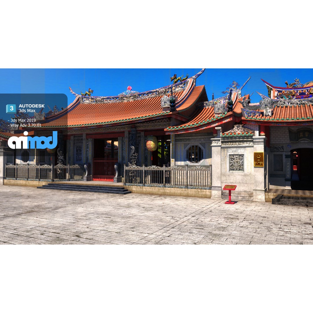 Lungshan Temple 3D Model – Detailed Architectural Asset, FBX, PBR - View 8