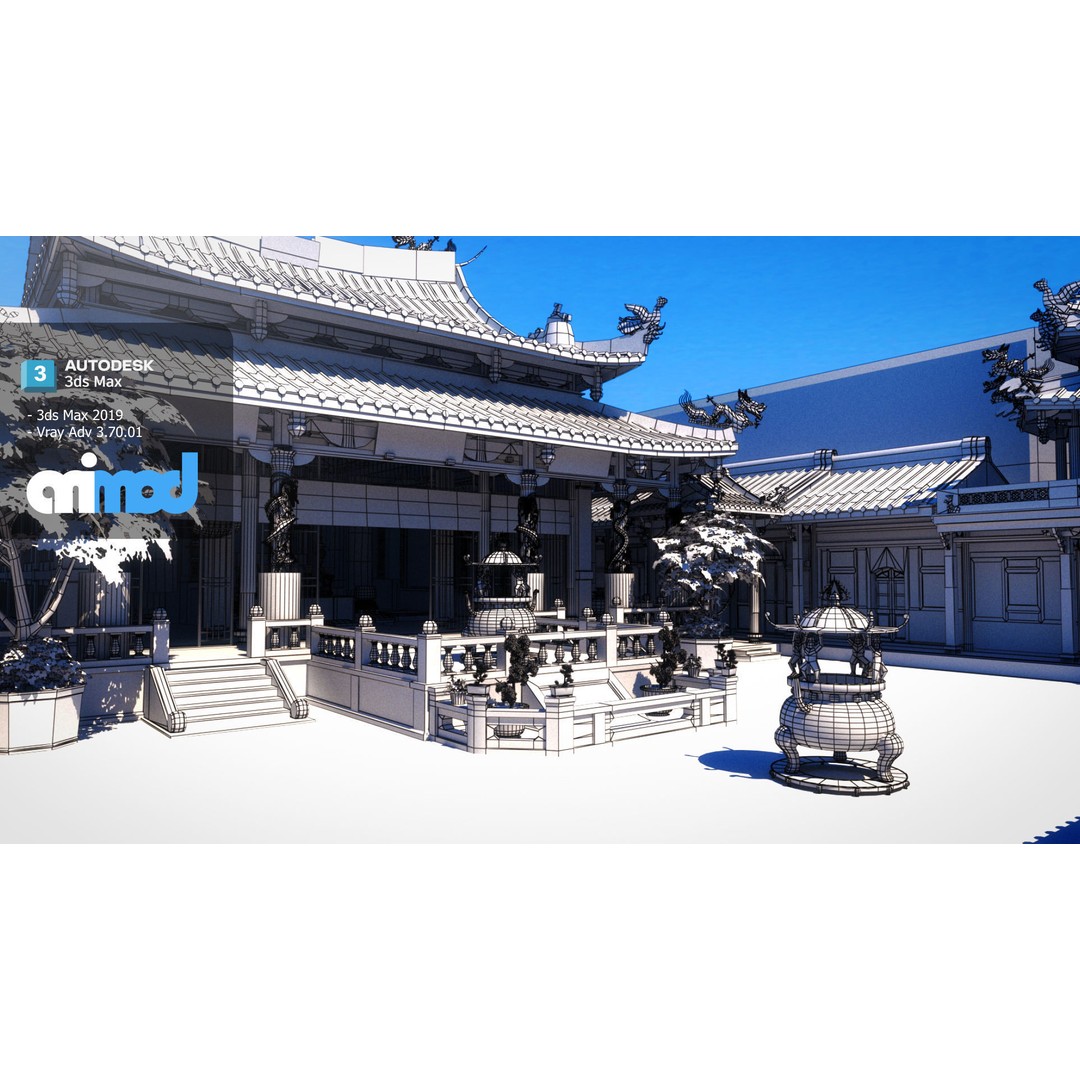 Lungshan Temple 3D Model – Detailed Architectural Asset, FBX, PBR - View 9