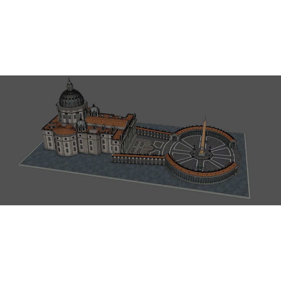Piazza San Pietro Vatican 3D Model – Detailed Landmark Asset, FBX, OBJ, Blender - View 11