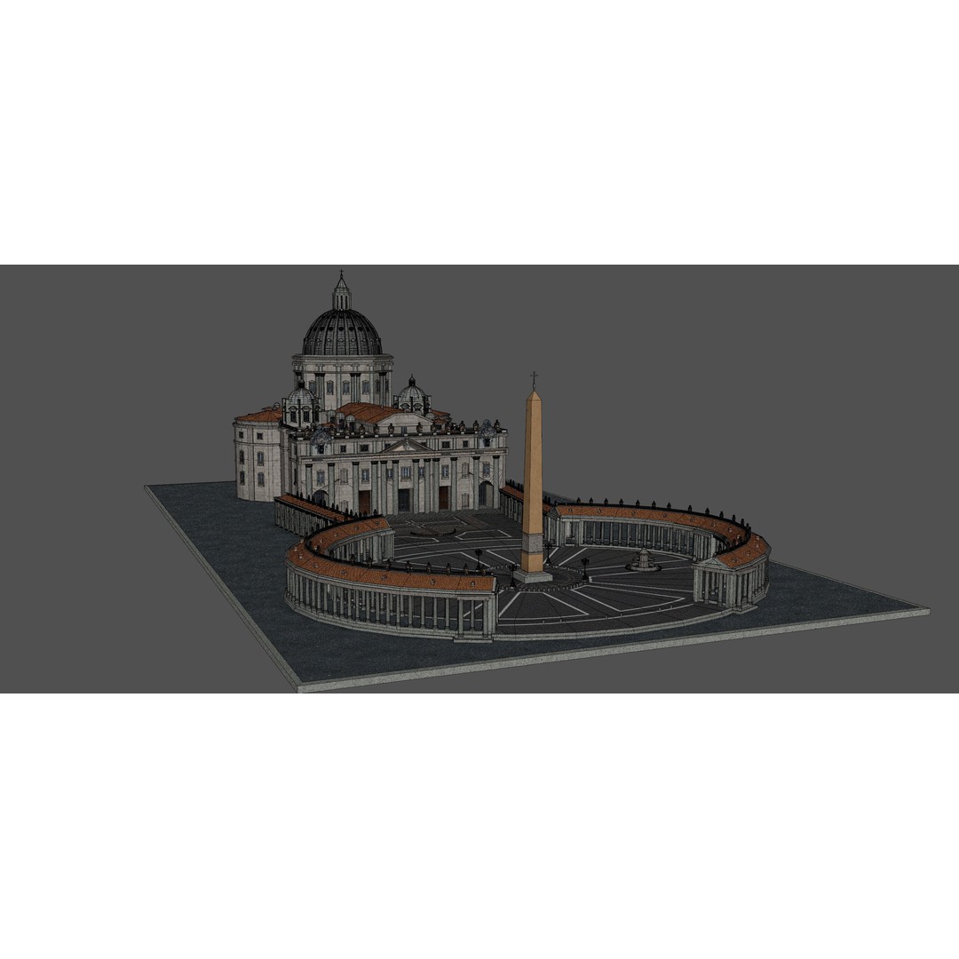 Piazza San Pietro Vatican 3D Model – Detailed Landmark Asset, FBX, OBJ, Blender - View 15