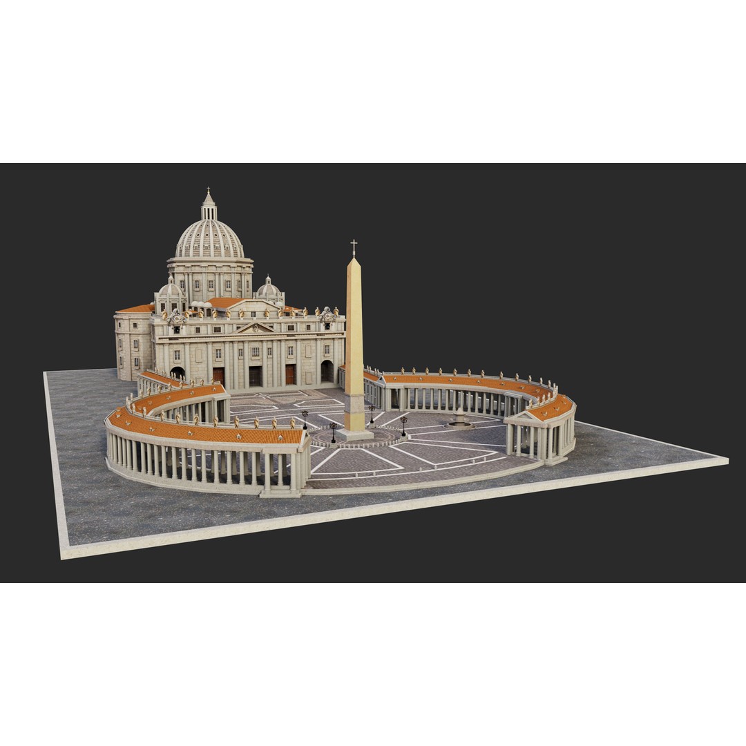 Piazza San Pietro Vatican 3D Model – Detailed Landmark Asset, FBX, OBJ, Blender - View 3