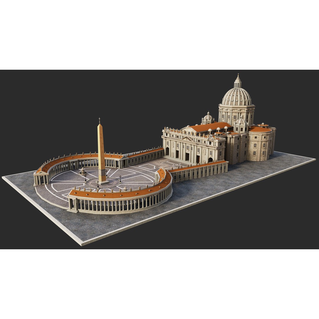 Piazza San Pietro Vatican 3D Model – Detailed Landmark Asset, FBX, OBJ, Blender - View 5