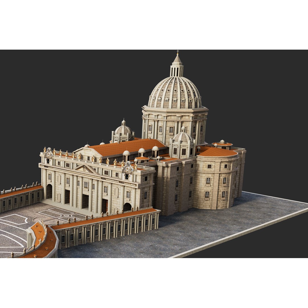 Piazza San Pietro Vatican 3D Model – Detailed Landmark Asset, FBX, OBJ, Blender - View 7