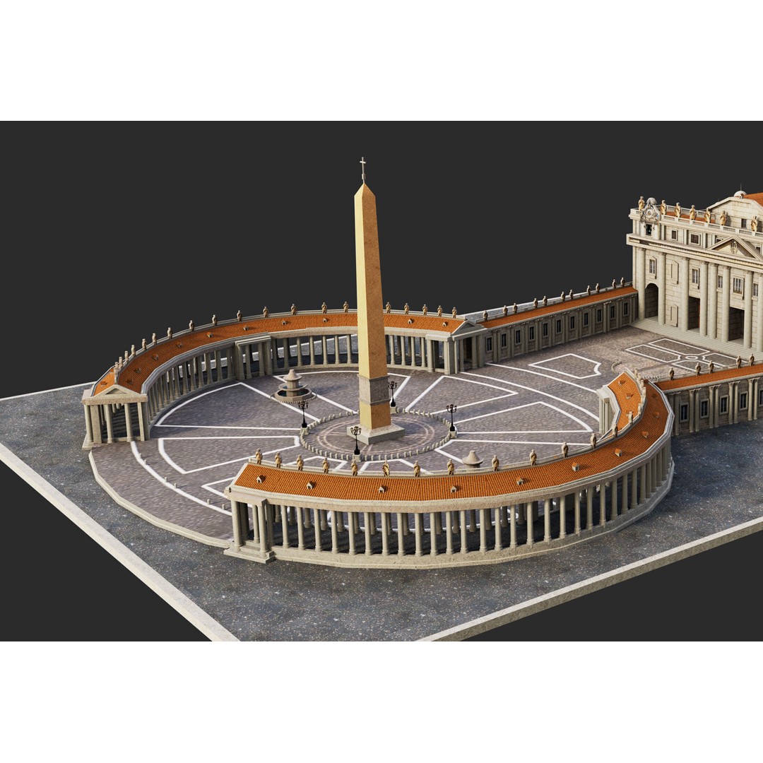 Piazza San Pietro Vatican 3D Model – Detailed Landmark Asset, FBX, OBJ, Blender - View 9
