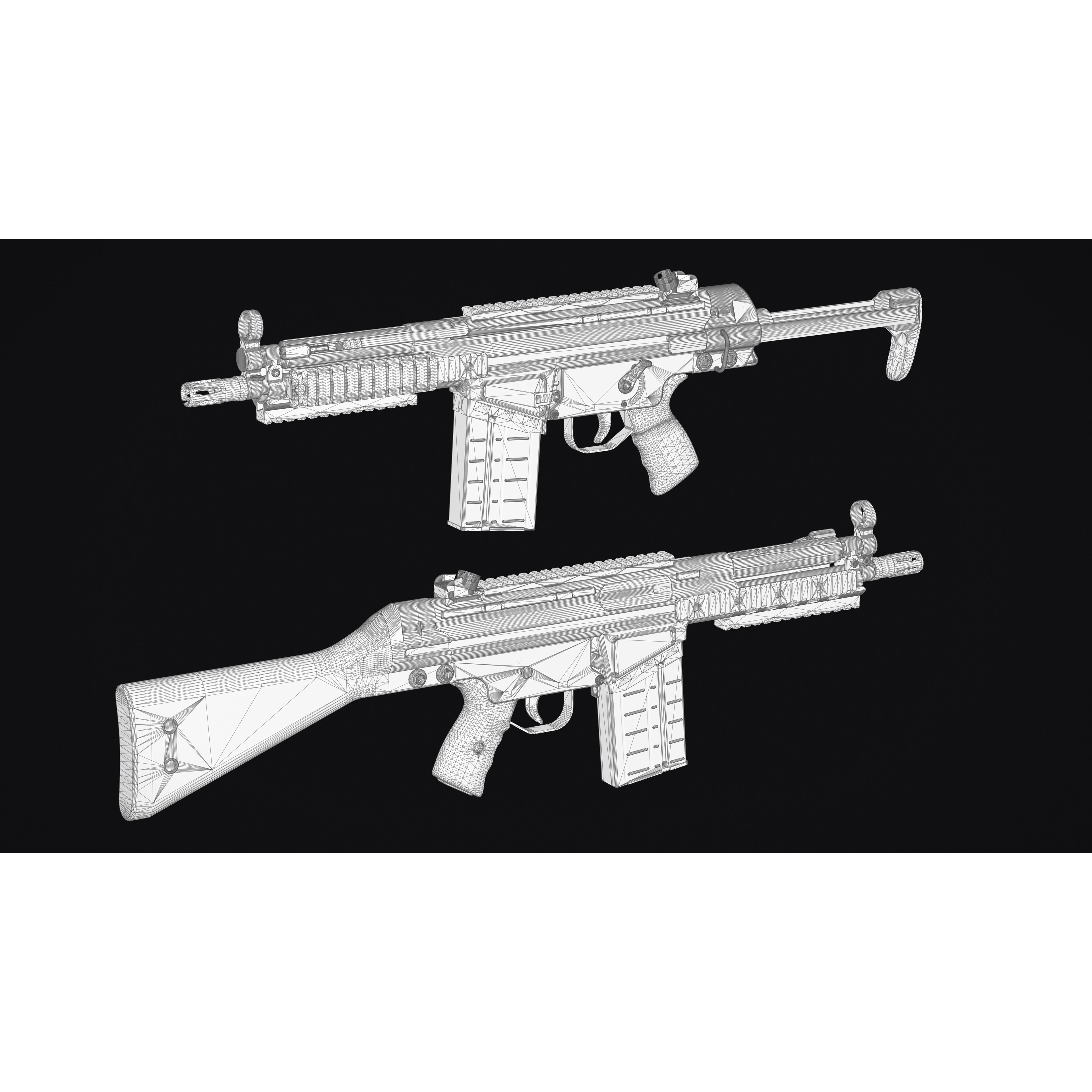 G3-AK4 Rifle - Low-Poly Game-Ready 3D Model