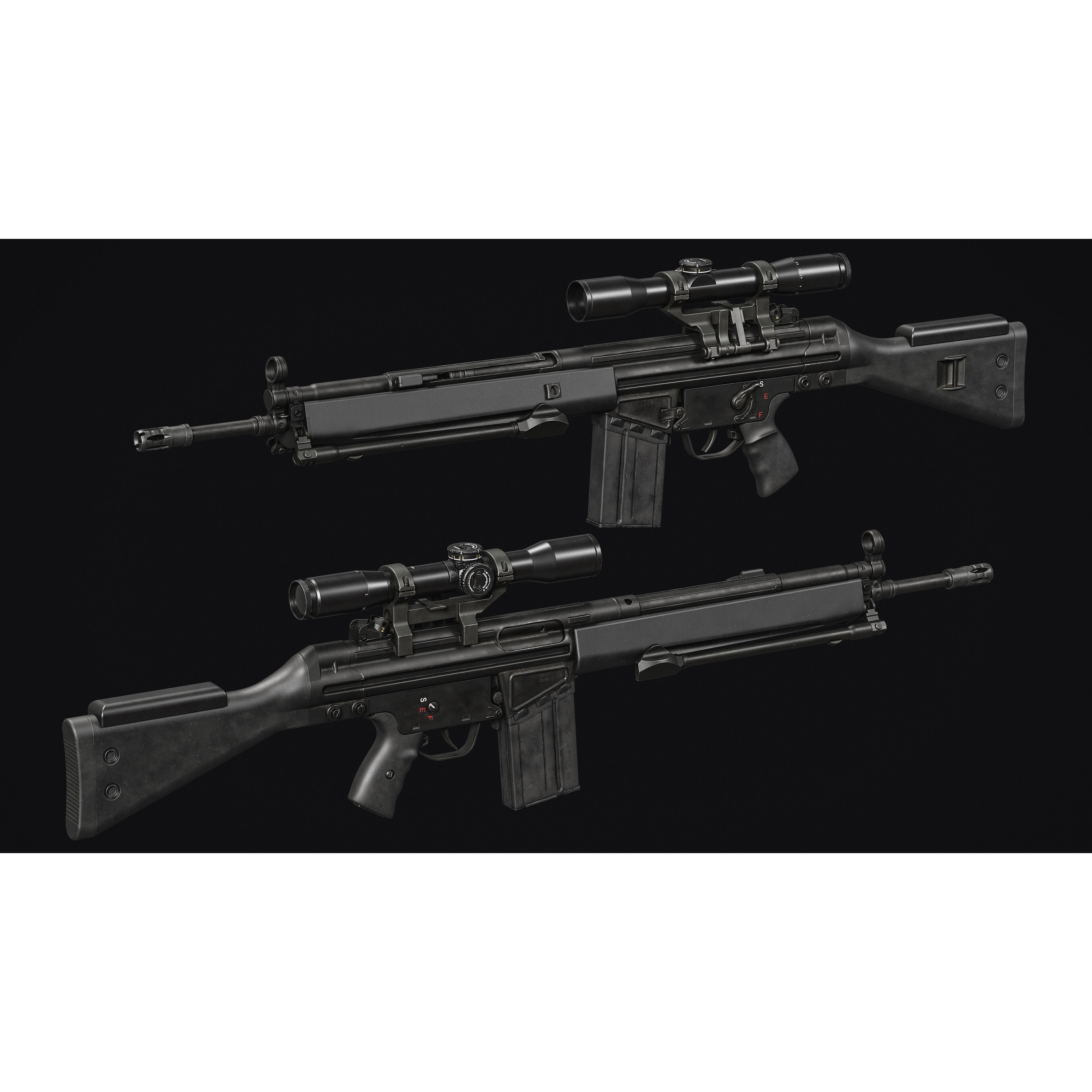 G3-AK4 Rifle - Low-Poly Game-Ready 3D Model - View 10