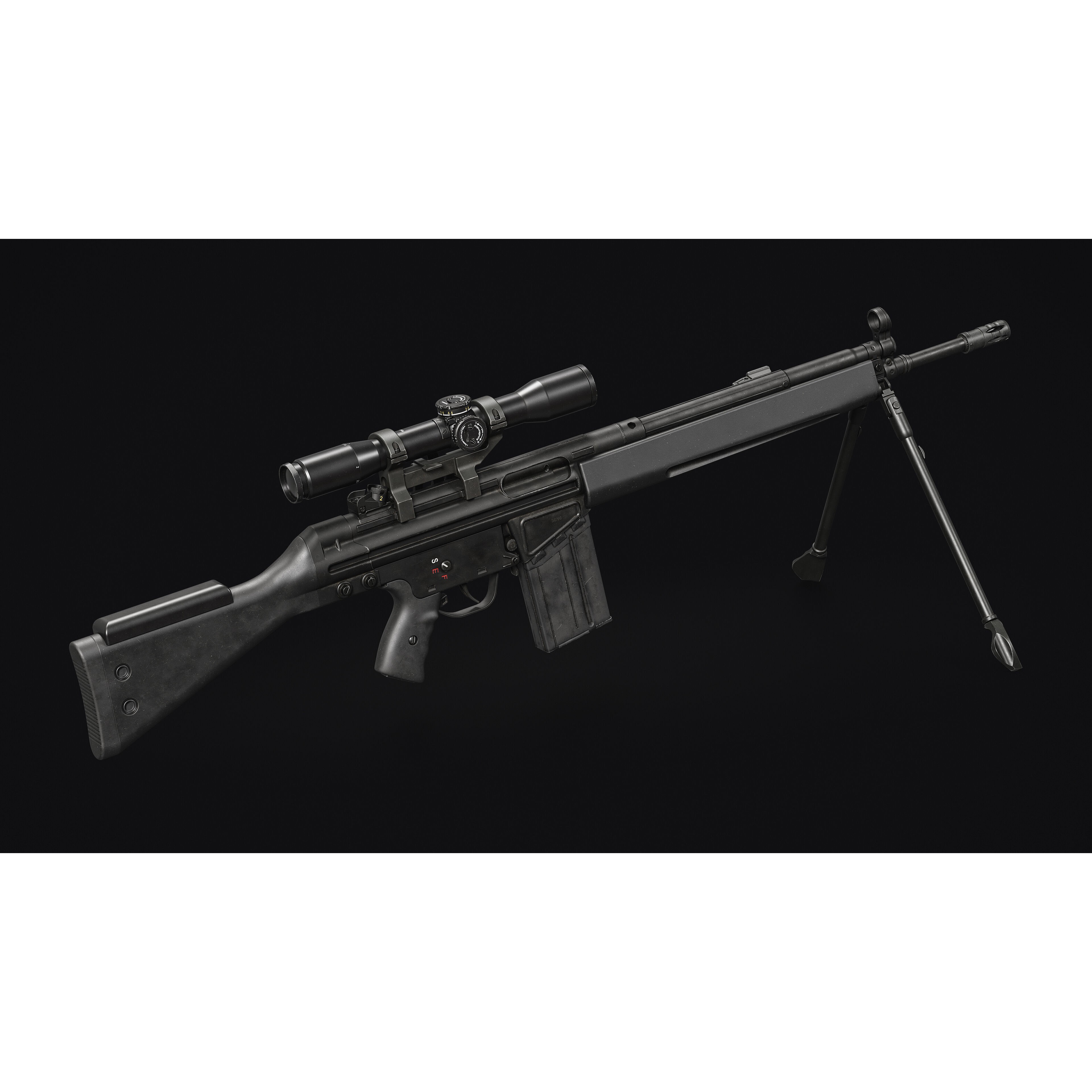 G3-AK4 Rifle - Low-Poly Game-Ready 3D Model - View 11