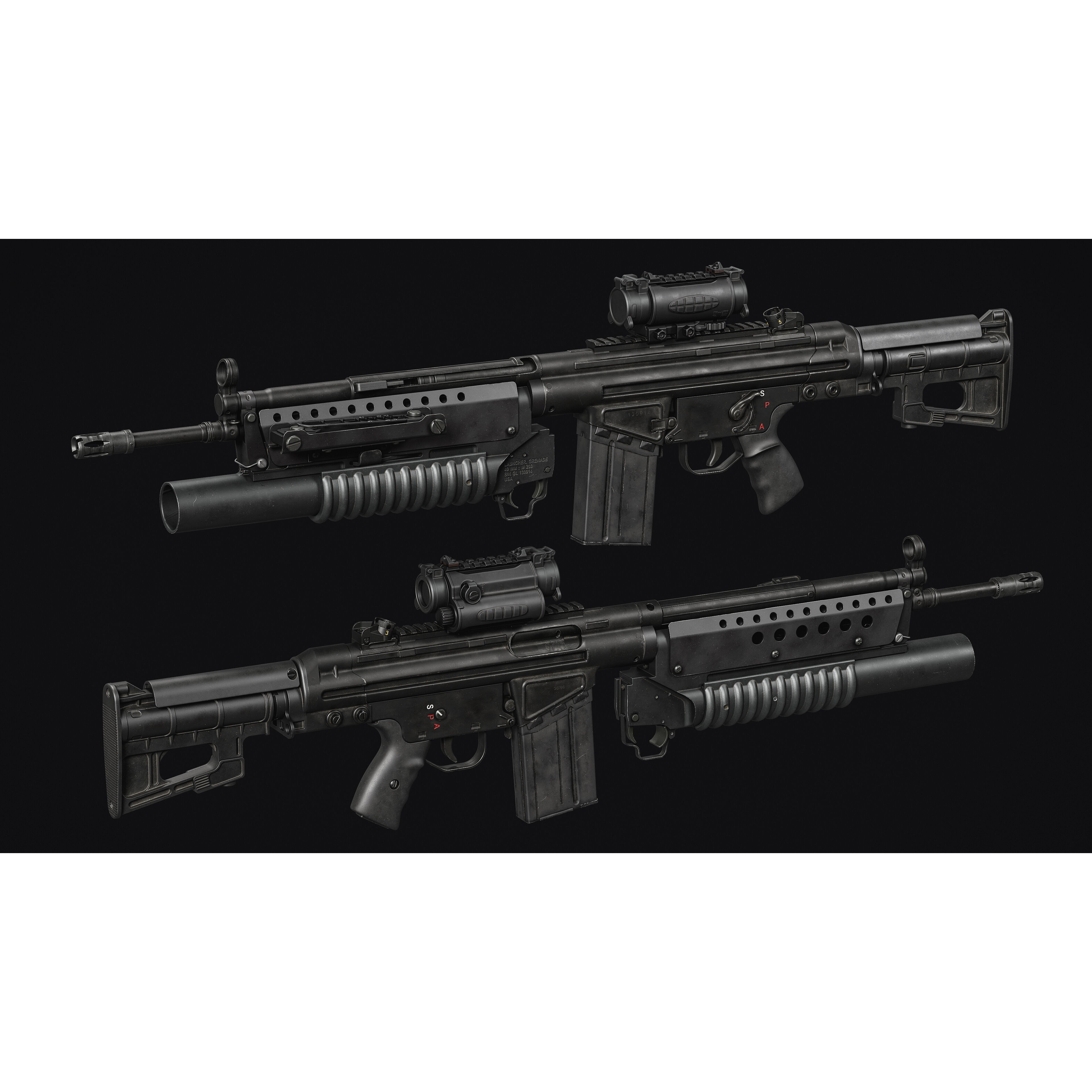 G3-AK4 Rifle - Low-Poly Game-Ready 3D Model - View 12